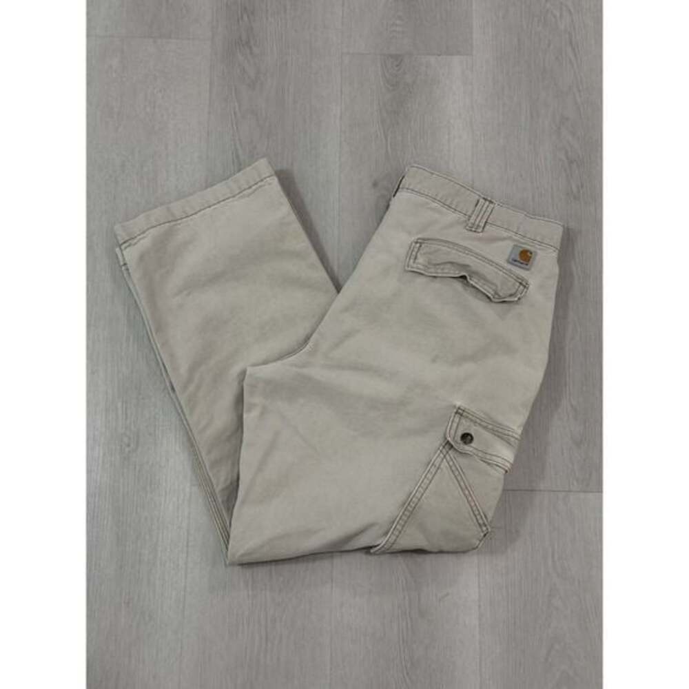 Vintage Carhartt Cargo Pants Beige Relaxed Fit 38x30 Workwear Utility